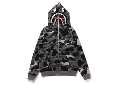 BAPE Women's GRID Camo Shark Full Zip Hoodie Black