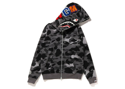 BAPE Women's GRID Camo Shark Full Zip Hoodie Black