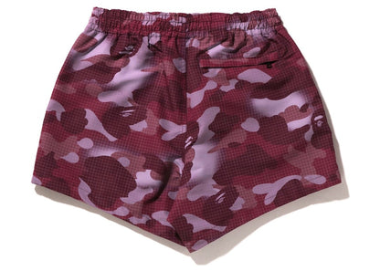 BAPE Women's GRID Camo Shorts Burgundy