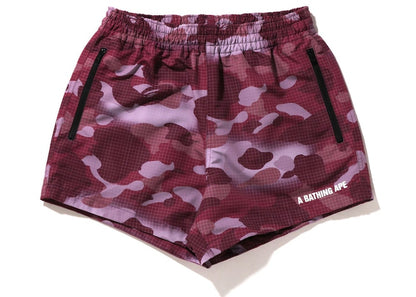 BAPE Women's GRID Camo Shorts Burgundy