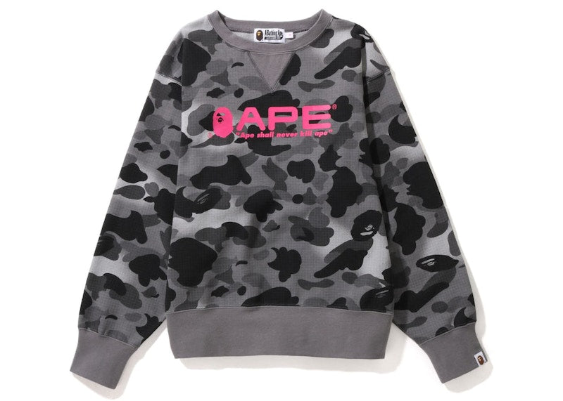 BAPE Women's GRID Camo Wide Fit Crewneck Black