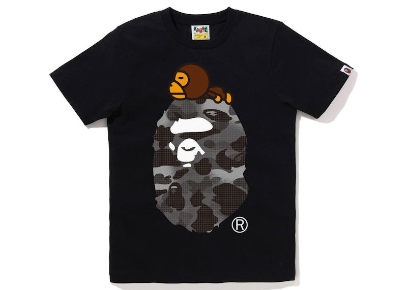 BAPE Women's Grid Camo Milo on Big Ape Tee Black Black