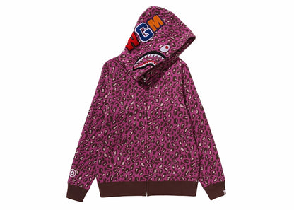 BAPE Women's Leopard Shark Full Zip Hoodie Pink
