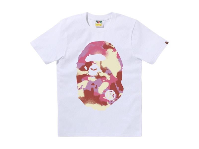 BAPE Women's Map Camo Big Ape Head Tee White/Pink