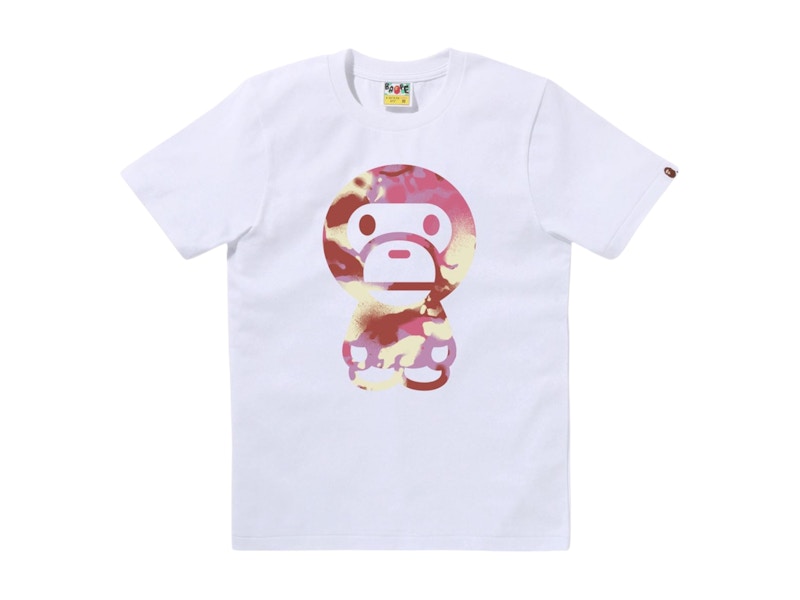 BAPE Women's Map Camo Big Baby Milo Tee White/Pink