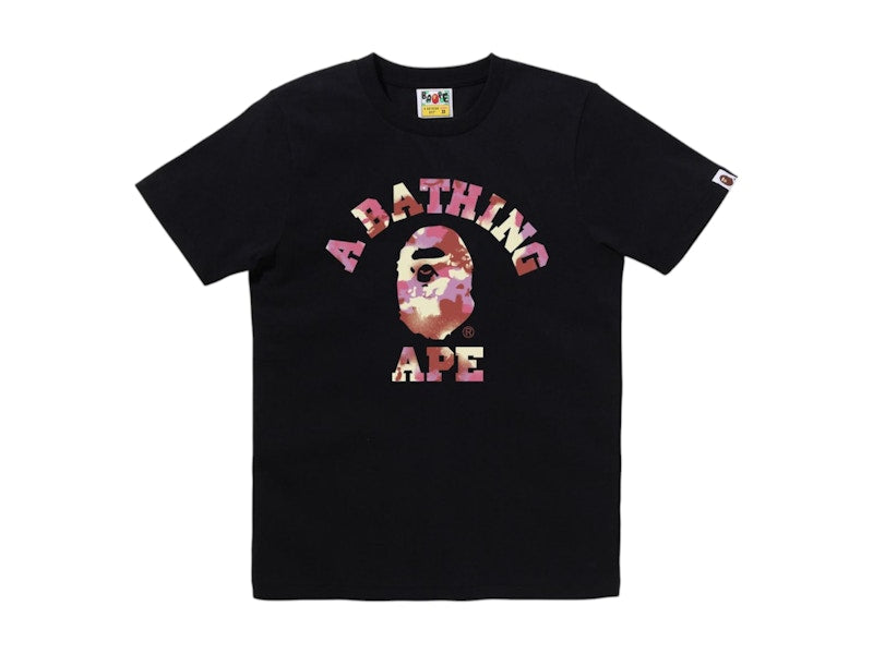 BAPE Women's Map Camo College Tee Black/Pink