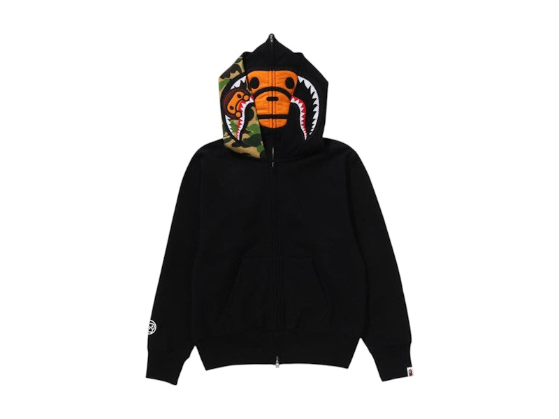 BAPE Women's Milo Shark Full Zip Double Hoodie Black