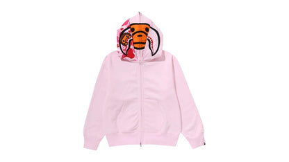 BAPE Women's Milo Shark Full Zip Double Hoodie Hoodie (Silver Font Milo) Pink