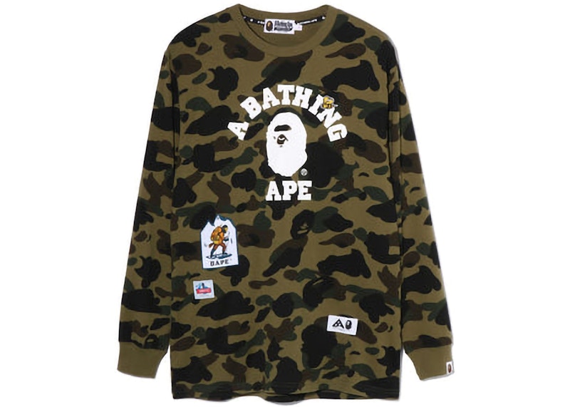 BAPE Women's Multi Label 1st Camo L/S Tee Green