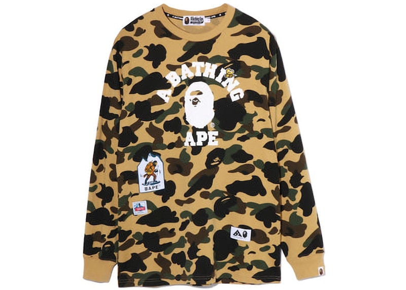 BAPE Women's Multi Label 1st Camo L/S Tee Yellow