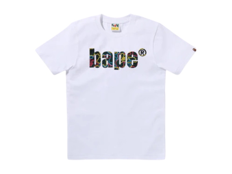 BAPE Women's Neon Camo Logo Tee White
