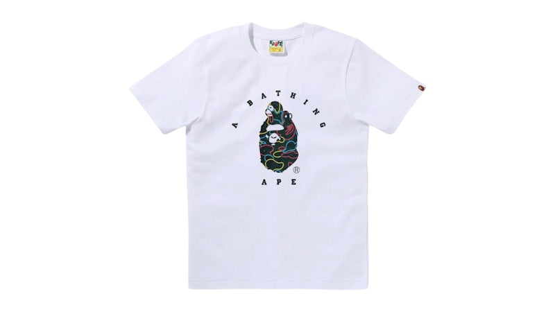 BAPE Women's Neon Camo Milo On Ape Head Tee White