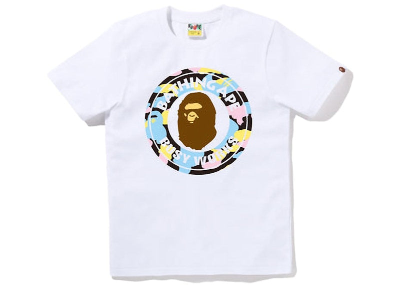 BAPE Womens New Multi Camo Busy Works Tee White