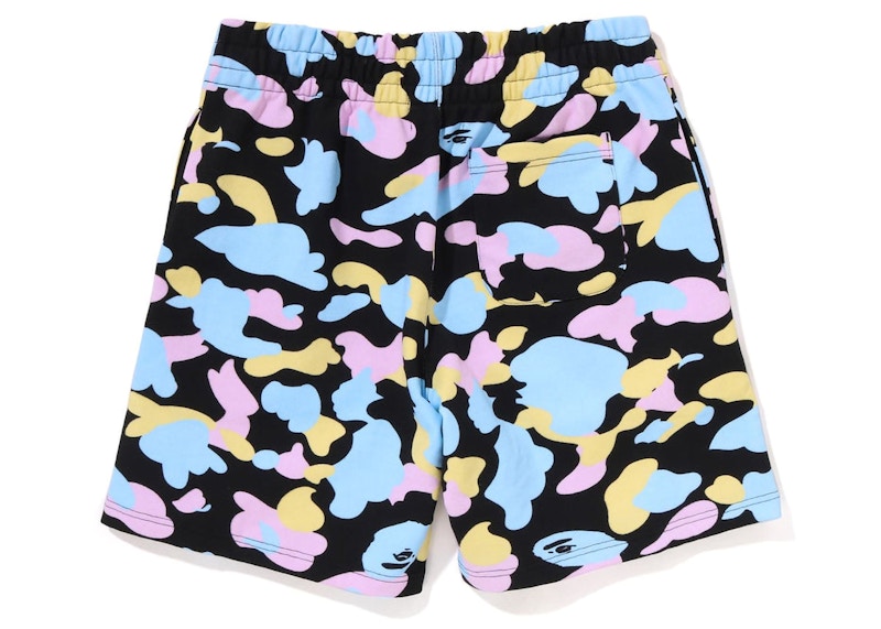 BAPE Womens New Multi Camo Oversized Sweat Shorts Black
