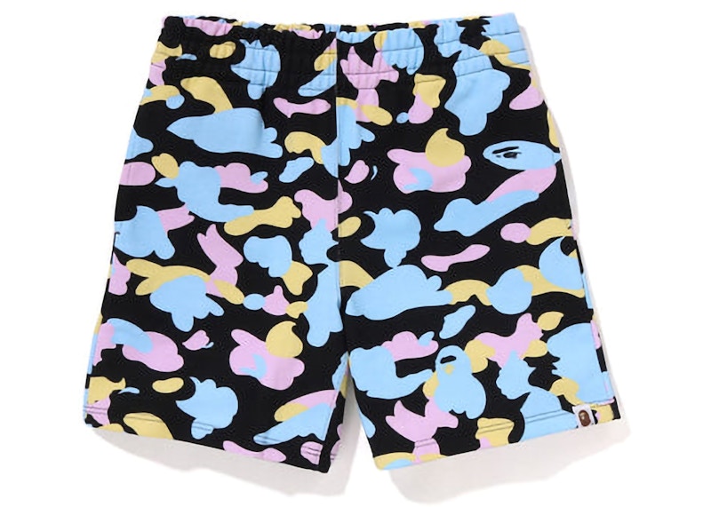 BAPE Womens New Multi Camo Oversized Sweat Shorts Black