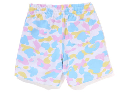BAPE Womens New Multi Camo Oversized Sweat Shorts White
