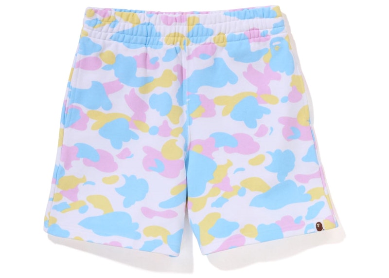 BAPE Womens New Multi Camo Oversized Sweat Shorts White