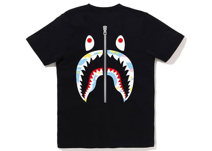 BAPE Womens New Multi Camo WGM Shark Tee Black