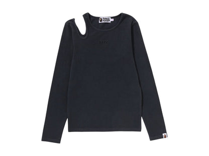 BAPE Women's Pigment Dyed Cut Out Rib L/S Tee Black