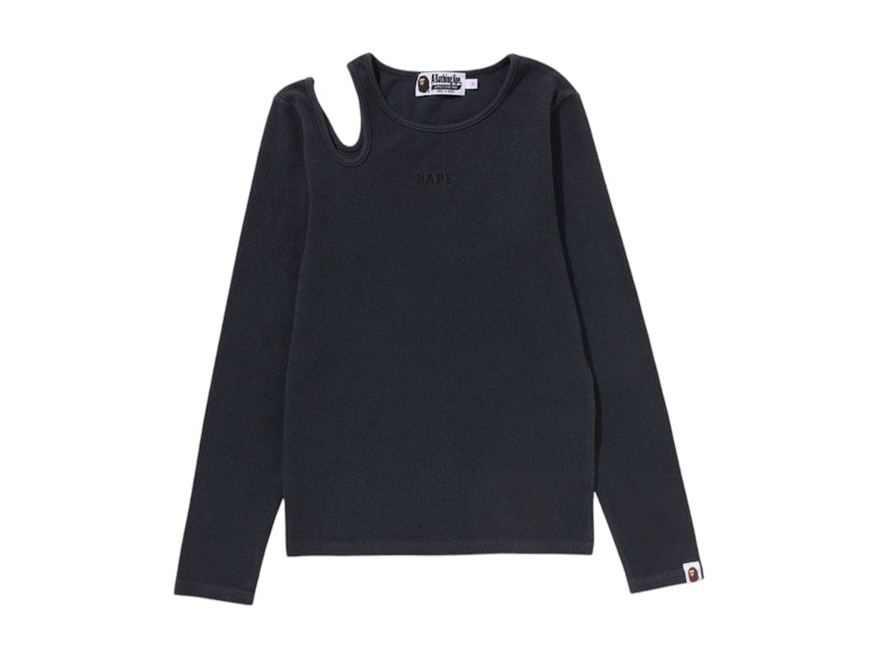 BAPE Women's Pigment Dyed Cut Out Rib L/S Tee Black