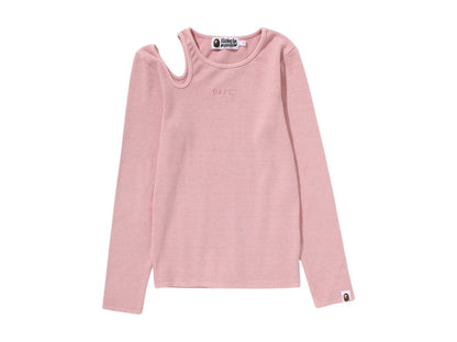 BAPE Women's Pigment Dyed Cut Out Rib L/S Tee Pink