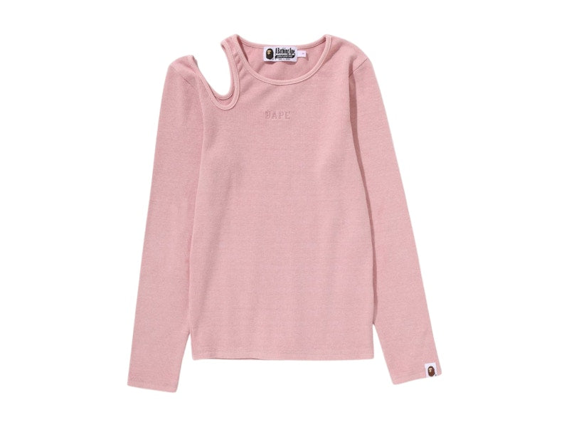 BAPE Women's Pigment Dyed Cut Out Rib L/S Tee Pink