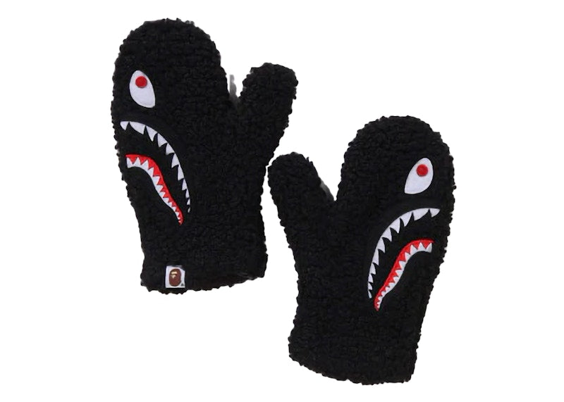 BAPE Women's Shark Boa Mittens Black