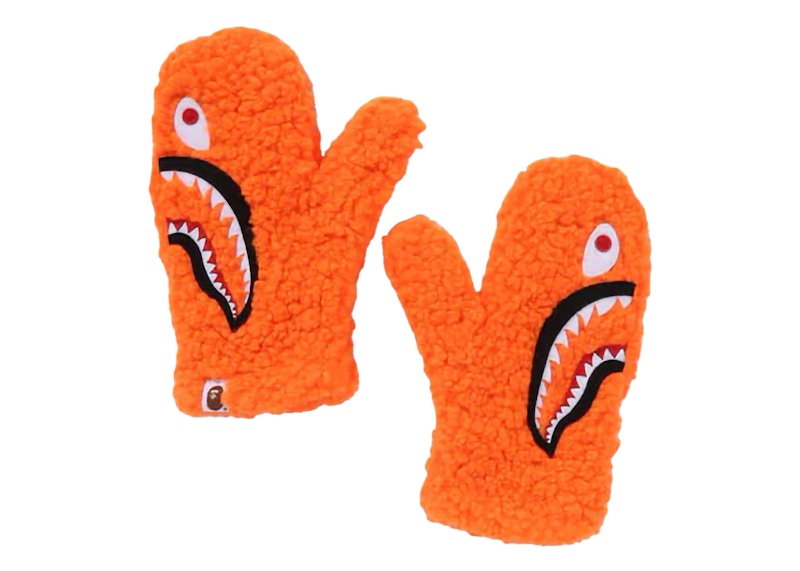BAPE Women's Shark Boa Mittens Orange