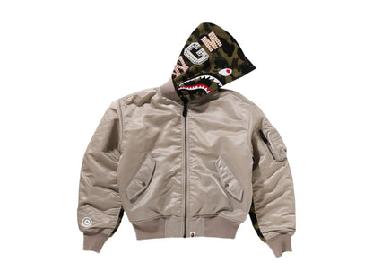 BAPE Women's Shark MA-1 Hoodie Beige