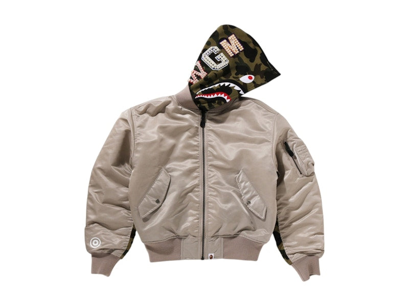 BAPE Women's Shark MA-1 Hoodie Beige