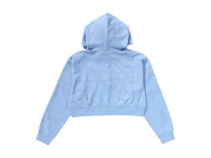 BAPE Women's Solid Camo Jacquard One Point Cropped Zip Hoodie Sax