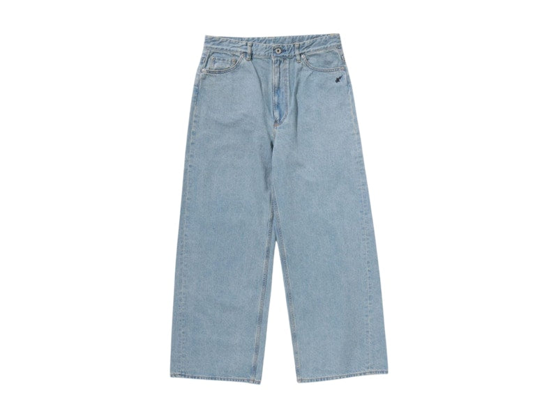 BAPE Women's Sta Embroidery Baggy Denim Pants Blue