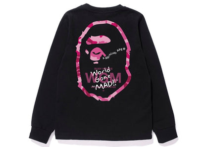 BAPE Women's Woodland Camo WGM Ape Head L/S Tee Black