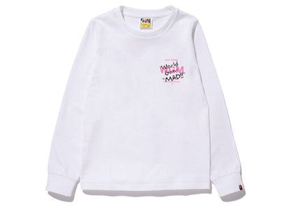 BAPE Women's Woodland Camo WGM Ape Head L/S Tee White