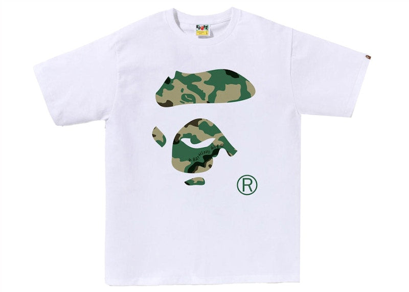 BAPE Woodland Camo Ape Face Tee White