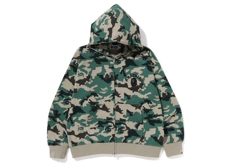 BAPE Woodland Camo Loose Fit Full Zip Hoodie Olive Drab