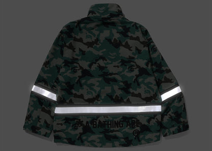 BAPE Woodland Camo Relaxed Fit Safety Jacket Olive Drab