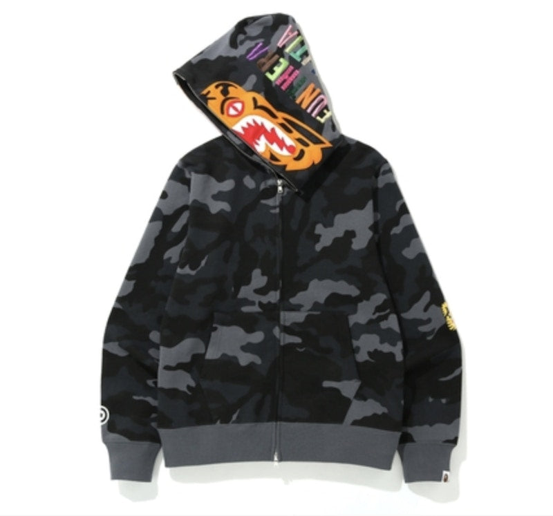 BAPE Woodland Camo Tiger Full Zip Hoodie Black