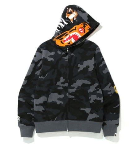 BAPE Woodland Camo Tiger Full Zip Hoodie Black