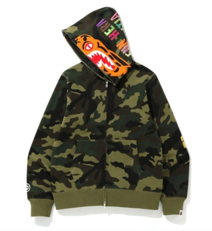 BAPE Woodland Camo Tiger Full Zip Hoodie Green