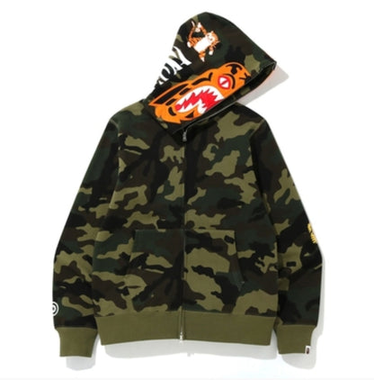 BAPE Woodland Camo Tiger Full Zip Hoodie Green