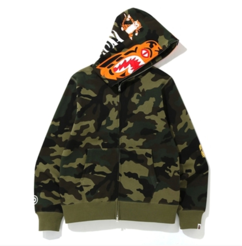 BAPE Woodland Camo Tiger Full Zip Hoodie Green