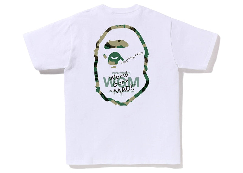 BAPE Woodland Camo WGM Ape Head Tee White
