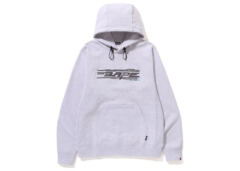 BAPE World Gone Mad Embroidery Pullover Hoodie Grey