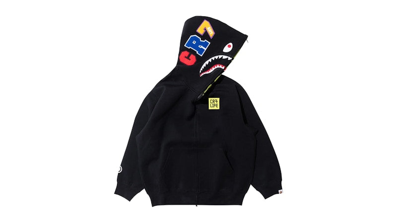 BAPE X CR7 Life Logo Relaxed Fit Shark Full Zip II Hoodie Black