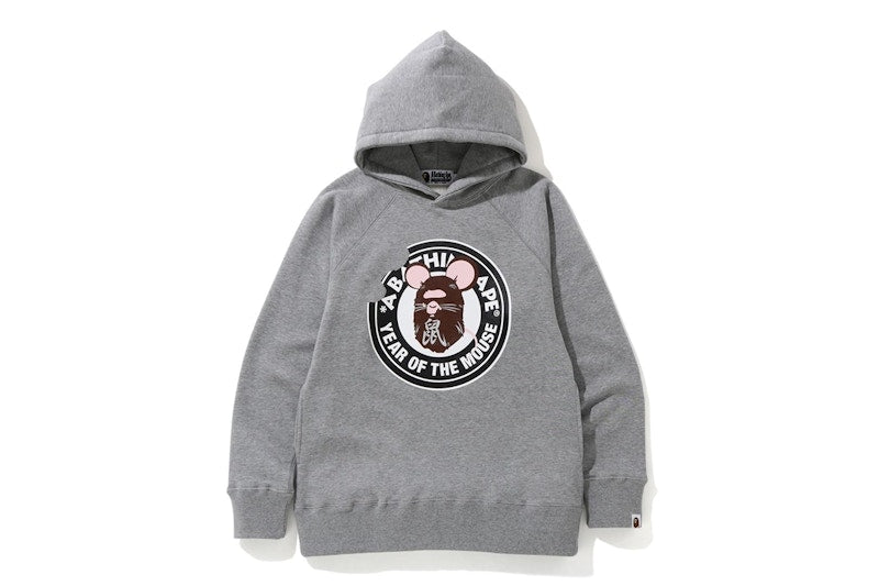 BAPE Year of The Mouse Pullover Hoodie Grey