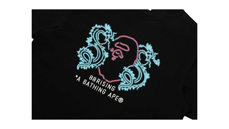 BAPE x 88Rising Neon Logo Relaxed Fit Tee Black