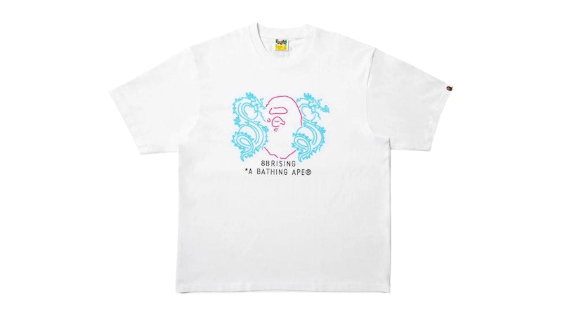 BAPE x 88Rising Neon Logo Relaxed Fit Tee White