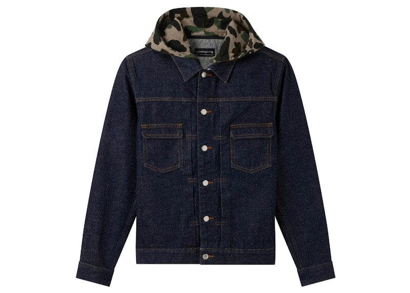 BAPE x A.P.C. Detachable Hoodie Denim Jacket Indigo