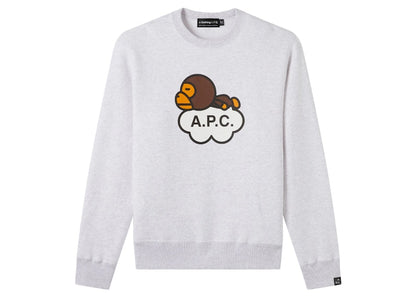 BAPE x A.P.C. Milo Wide Crewneck Grey